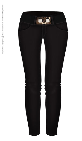 LT.ROSE 2006 Black Butt Lifting Jeans with Belt | Jeans Levanta Cola