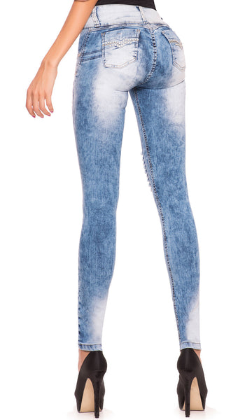 LT.ROSE AS3B01 Butt Lifting Colombian Pants Up Jeans Pantalones Colombianos  Levanta Cola de Mujer Deep Blue 1 at  Women's Jeans store