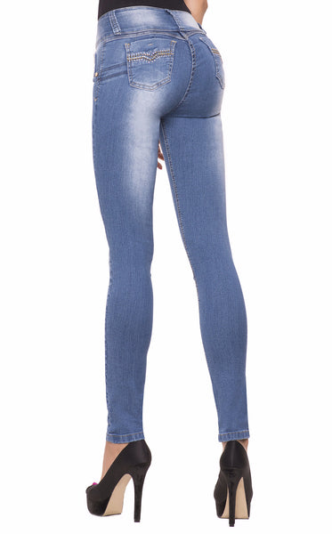 LT.ROSE AS3B01 Butt Lifting Colombian Pants Up Jeans Pantalones Colombianos  Levanta Cola de Mujer Deep Blue 7